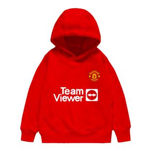 曼联队服拉什福德B费红魔足球迷服连帽卫衣男女儿童装学生款外套