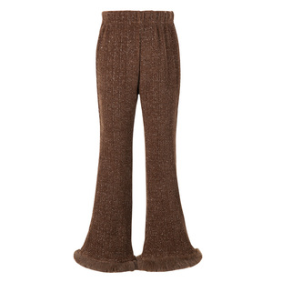 LittleNaive秋冬季儿童长裤宽松黑色中大童休闲裤亮丝女童喇叭裤