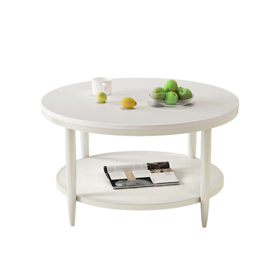 圆形小户型双层家用岩板茶几轻奢