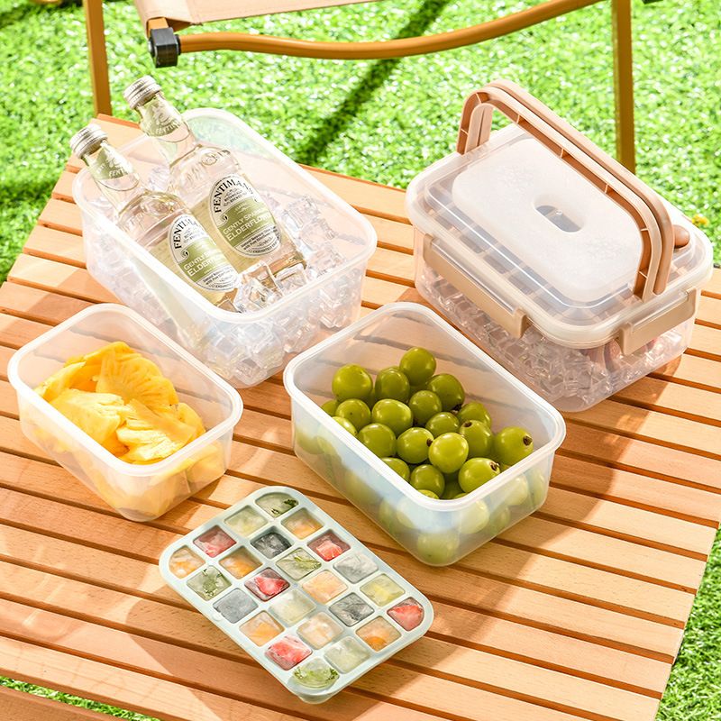 塑料按压冰块模具大容量带盖制冰储冰盒家用手提冰箱冻冰块神器