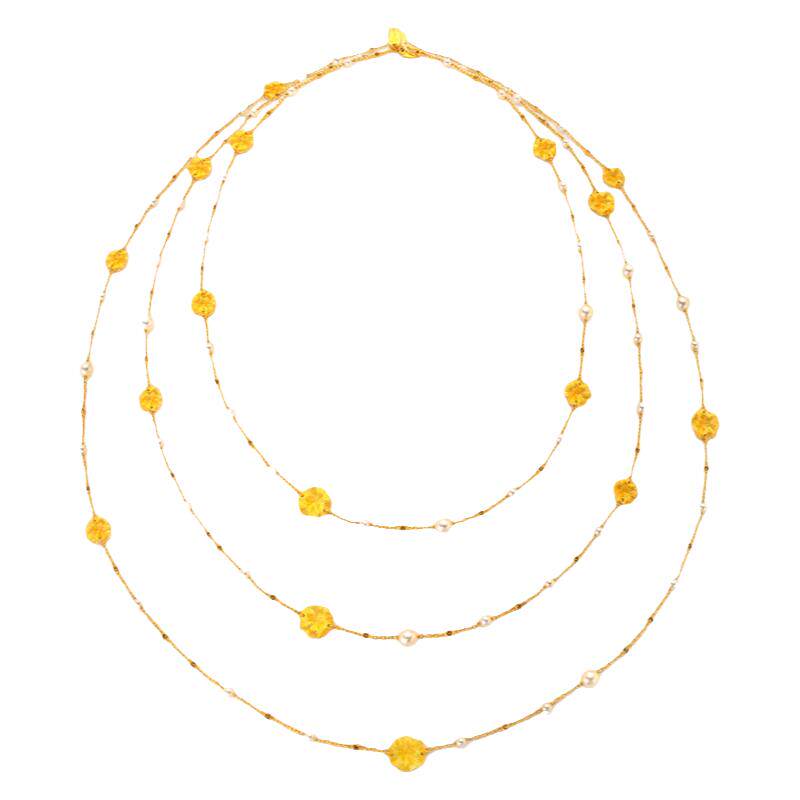 justgold镇金店荷香套链项链黄金