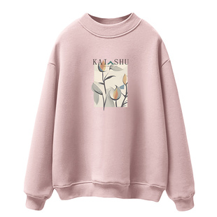 国潮风半高领卫衣女灰色纯棉春秋季宽松加绒打底衫中领套头冬季