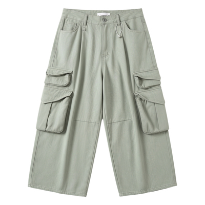 柔雾灰绿八分工装裤女款