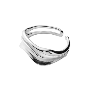 不规则双层波浪戒指女小众设计轻奢高级感食指戒个性百搭素圈指环