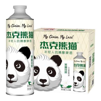 杰克熊猫茉莉花茶啤酒1L罐装整箱