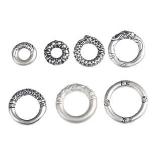 足银999纯银跑环配件龙凤回纹跑环卡环圆环连接环手链项链diy配饰