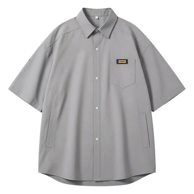 夏季男士冰丝短袖衬衫酷帅套装