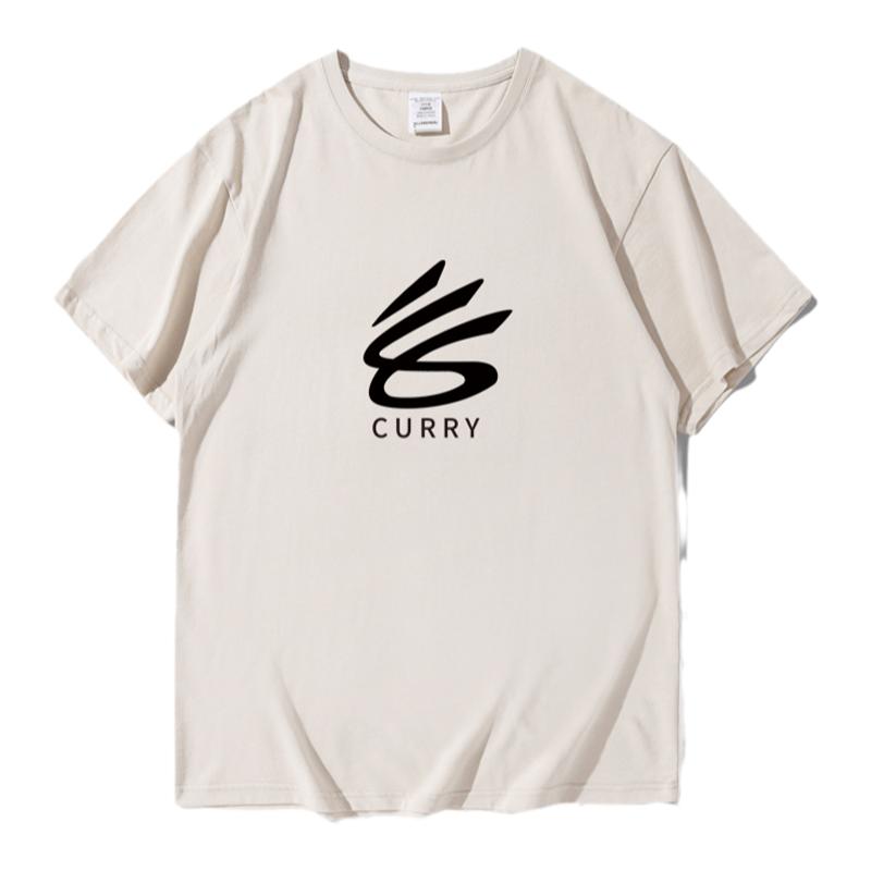 库里同款短袖curry新logo勇士篮球宽松大码纯棉潮半袖T恤衫男球衣