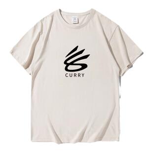库里同款短袖curry新logo勇士篮球宽松大码纯棉潮半袖T恤衫男球衣