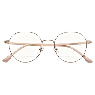 韩系显白奶茶色眼镜框女可配近视度数素颜文艺小圆框金丝眼睛镜架