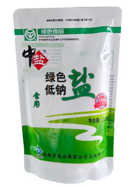 中盐绿色低钠未加碘食用盐320g