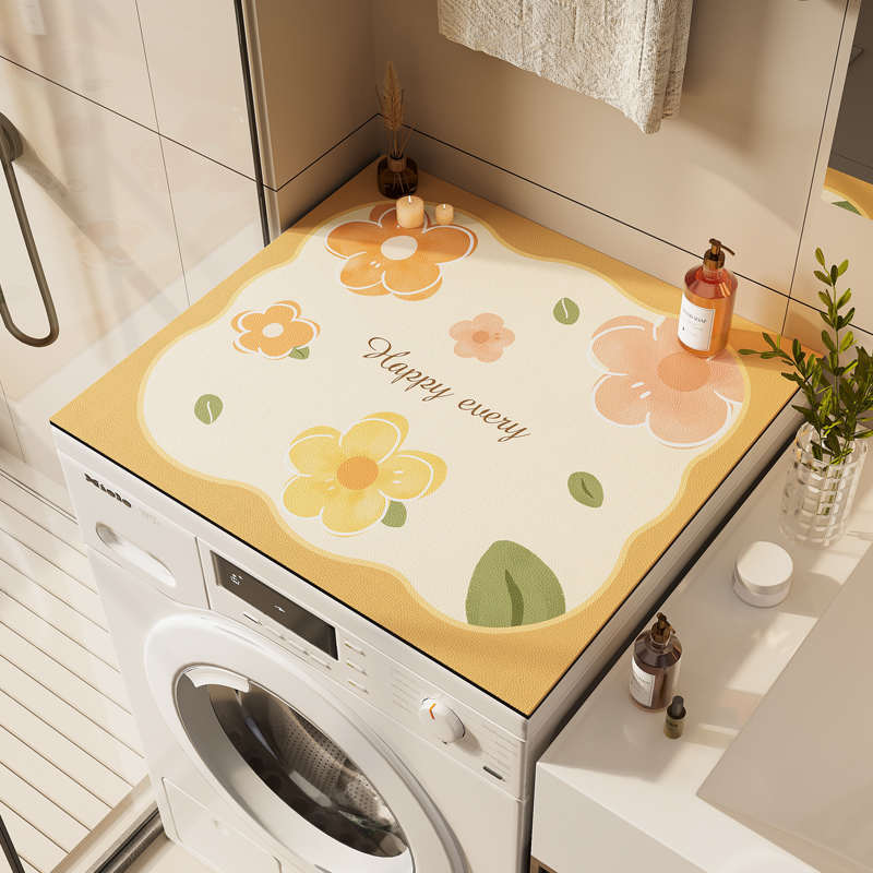 滚筒洗衣机防水盖垫家用双开门冰箱顶防尘罩盖布现代简约床头柜垫