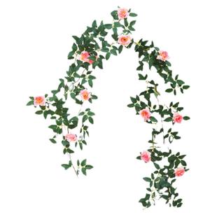 仿真花藤条装饰空调管道遮挡缠绕墙面吊顶叶绿植蔷薇玫瑰假花藤蔓