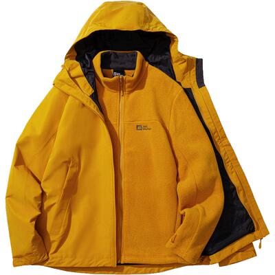 狼爪男士户外防风防水抓绒三合一