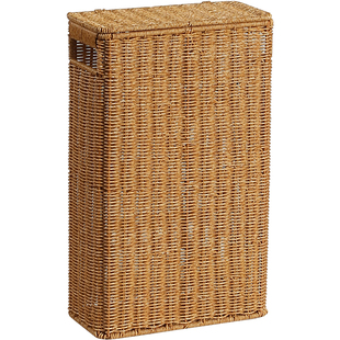 KENS仿藤编窄高款带盖收纳箱家用缝隙篮墙角沙发边角玩具杂物盒