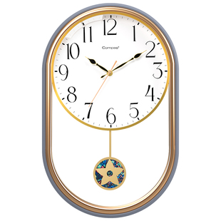 康巴丝静音摇摆挂钟创意艺术客厅简约时尚挂表新款石英钟挂墙钟表