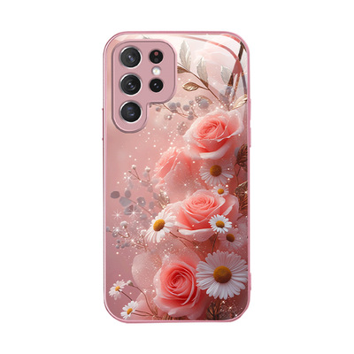 A56苹果17SamsungS25+三星S26ultra手机壳23加S24fe玫瑰花22u花14玻璃13case55适用16plus女21高级感15高颜值