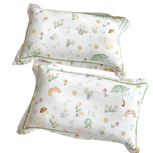 卡通双层纱竹纤维棉枕套儿童枕头套单人宝宝学生可爱枕罩四季可用