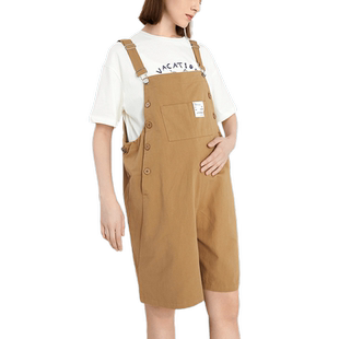 孕之优品孕妇背带短裤夏季外穿薄款宽松夏装大码吊带裤子孕妇套装