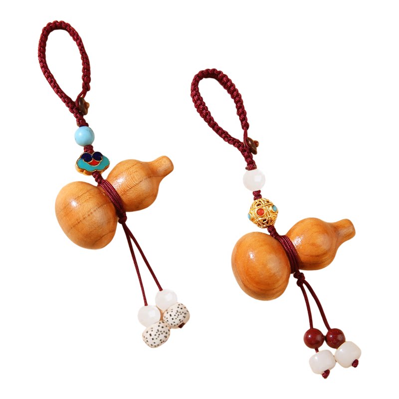 普陀山天然桃木葫芦朱砂手机链挂件车钥匙扣挂绳平安福禄吊坠挂链
