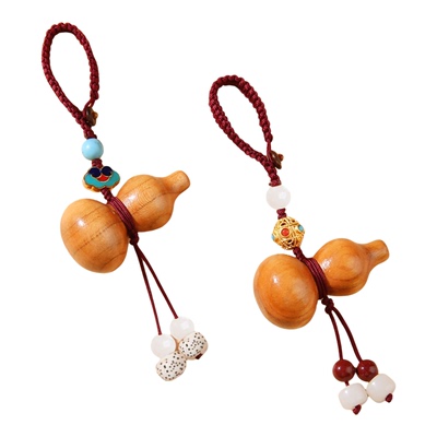 天然桃木葫芦朱砂手机链挂件吊坠