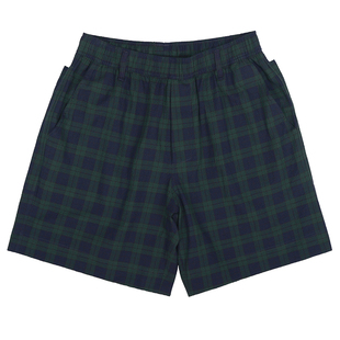 Secondorder SS24 Check Easy Shorts复古格纹泡泡纱口袋松紧短裤