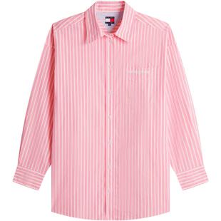 【张元英同款】Tommy26春夏新款女刺绣条纹府绸宽松落肩衬衫外套