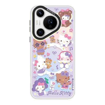 MASFEIL × 紫色凯蒂适用华为Pura80Pro手机壳Pura70新款磁吸带支架p40pro+保护套女硅胶p60全包高级感Ultra