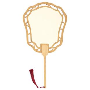 高档新款团扇古风扇子diy漆扇空白木质镂空宣纸团扇国画书法扇子