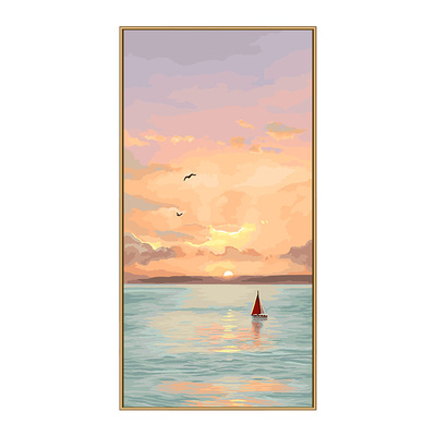 填色数字油画diy帆影流霞