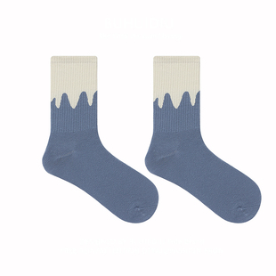 @不会丢的袜子 趣味的奶油流淌中筒袜男女潮流ins设计感个性长袜