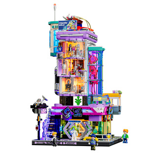 Lumibricks灯搭赛博朋克系列义体时装商店街景积木拼装玩具模型