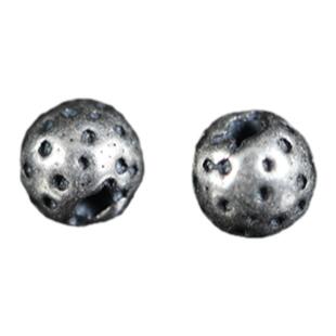 S925纯银陨石坑圆珠藏式隔珠手工穿珠DIY手串弟子珠文玩配件散珠