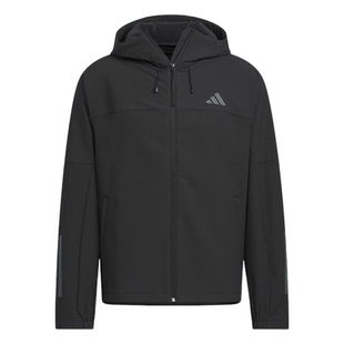 阿迪达斯加绒外套男装冬季新款防风衣运动服梭织保暖拒水连帽夹克