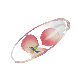 植述 粉彩春桃耐热玻璃茶则茶拨手工高硼硅茶荷赏茶器投茶器茶配