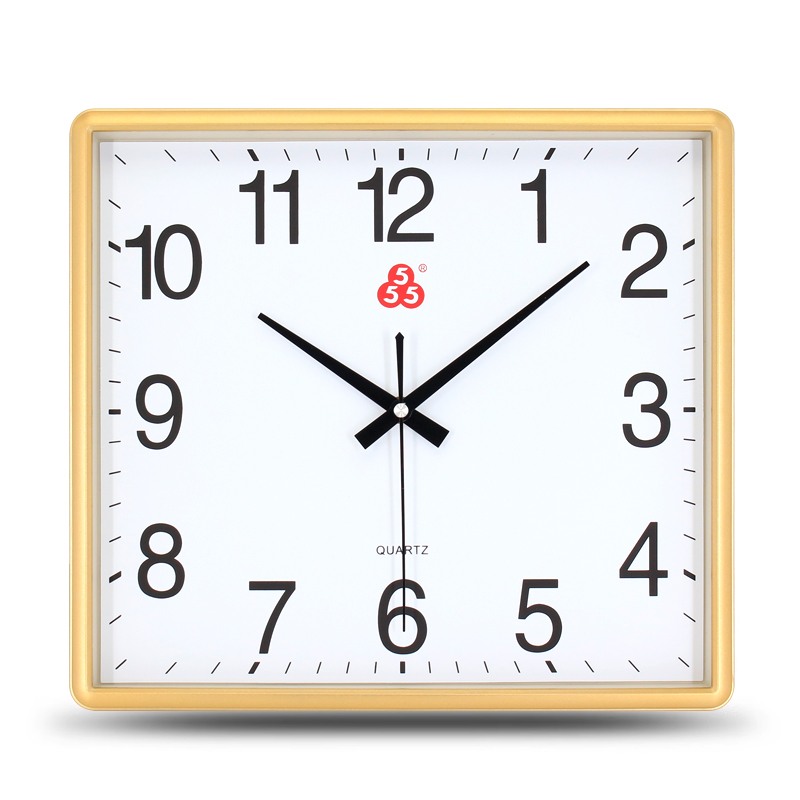 上海钟表厂三五牌石英钟555挂钟客厅现代简约带日历温度家用时钟
