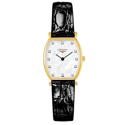 浪琴时尚镀金镶钻石英女表