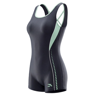 安踏泳衣女款连体平角专业竞速游泳衣保守显瘦温泉游泳馆专用泳装