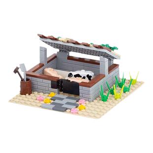 中国积木农场系列MOC牛棚鸡窝玉米地胡萝卜花圃创意拼装积木玩具