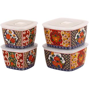 千代源保鲜碗套装日式陶瓷碗带盖餐具微波炉加热饭碗上班族密封碗