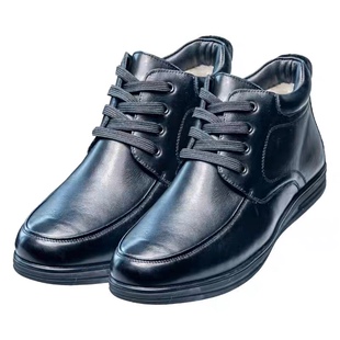 防静电皮鞋冬季加厚羊毛加油站油库防滑耐磨柔软防油保暖黑色皮鞋