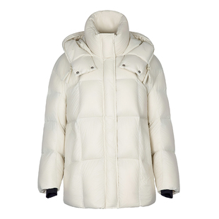 允硕新品时尚泡芙羽绒服女装中长款连帽上衣三星安心绒816127