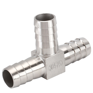 304不锈钢T型宝塔三通接头燃气插咀皮插软管格林头快接水管配件