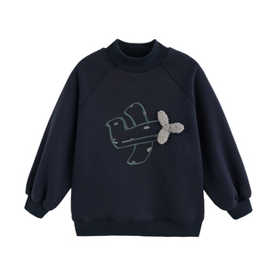 砚台家男童加绒卫衣保暖男孩衣服秋冬款加厚儿童长袖上衣宝宝冬装