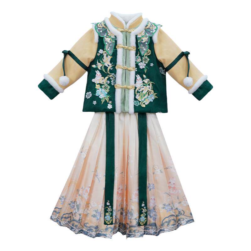 儿童汉服女冬季加厚高端拜年服