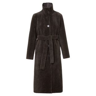 朗姿羊毛立领廓形老钱风仿皮草外套优雅毛绒大衣女2025年冬季新款