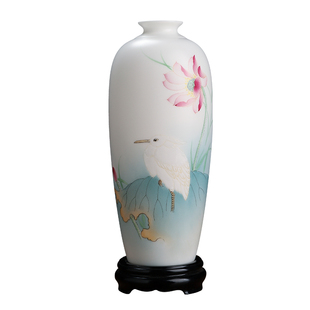 东方泥土 陈建瑞大师作品《一路连升》羊脂玉瓷手绘陶瓷花瓶摆件