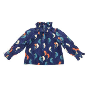 特价清仓女童儿童宝宝蓝色小鸟上衣绒绒毛衣马甲针织背心衬衣潮