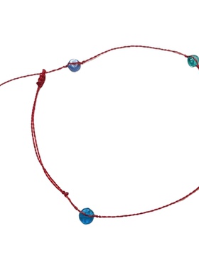 多宝小红绳黄色蓝宝石手链