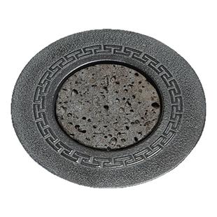 如意回纹乌金石盘火山石垫壶承 干泡茶盘 石雕茶托茶台养壶托盘垫